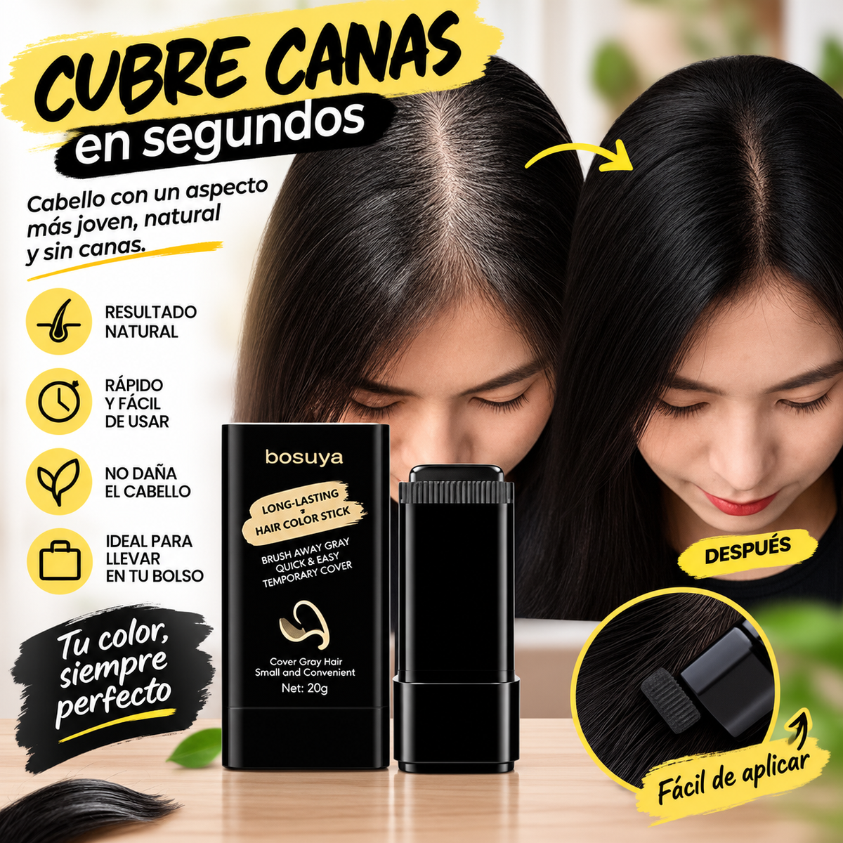 Tinte Cubre Canas Unisex En Barra